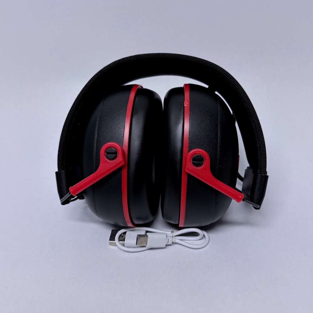 Hyper Tough Bluetooth Hearing Protection Earmuffs Black Red Wireless Headphones